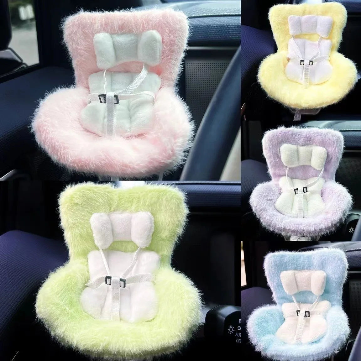Plush Car Safety Seat for Dolls (Fits Up to 18cm – Kawaii Aromatherapy Style)