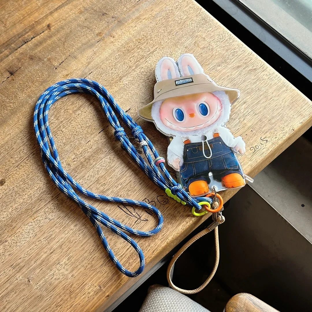 Cute Labubu iPhone Case with Rotating Mirror & Lanyard – Kawaii Protective Cover