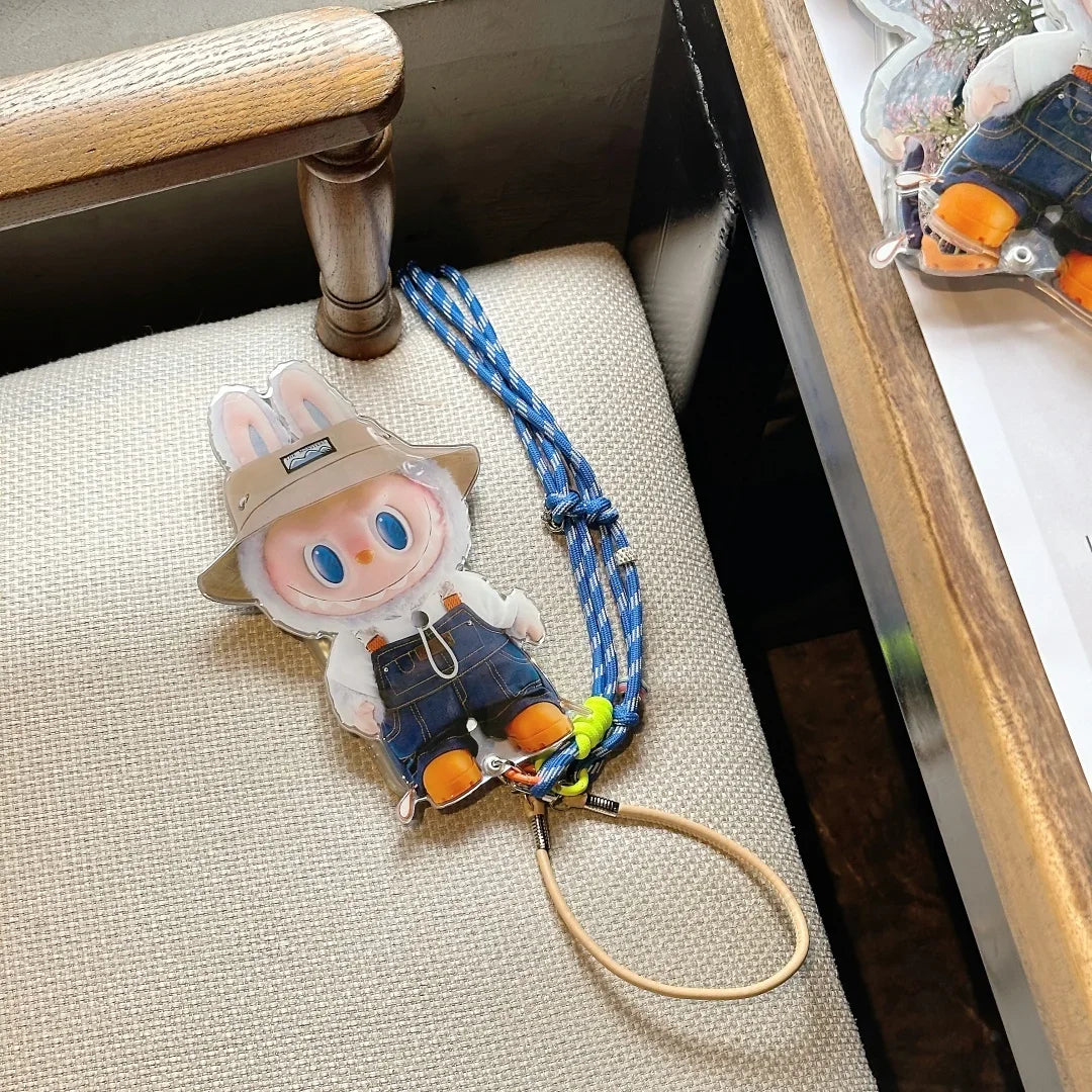 Cute Labubu iPhone Case with Rotating Mirror & Lanyard – Kawaii Protective Cover