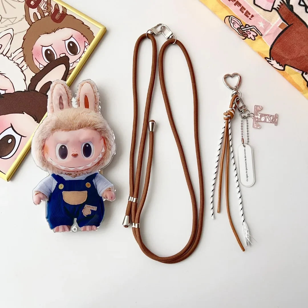 Cute Labubu iPhone Case with Rotating Mirror & Lanyard – Kawaii Protective Cover