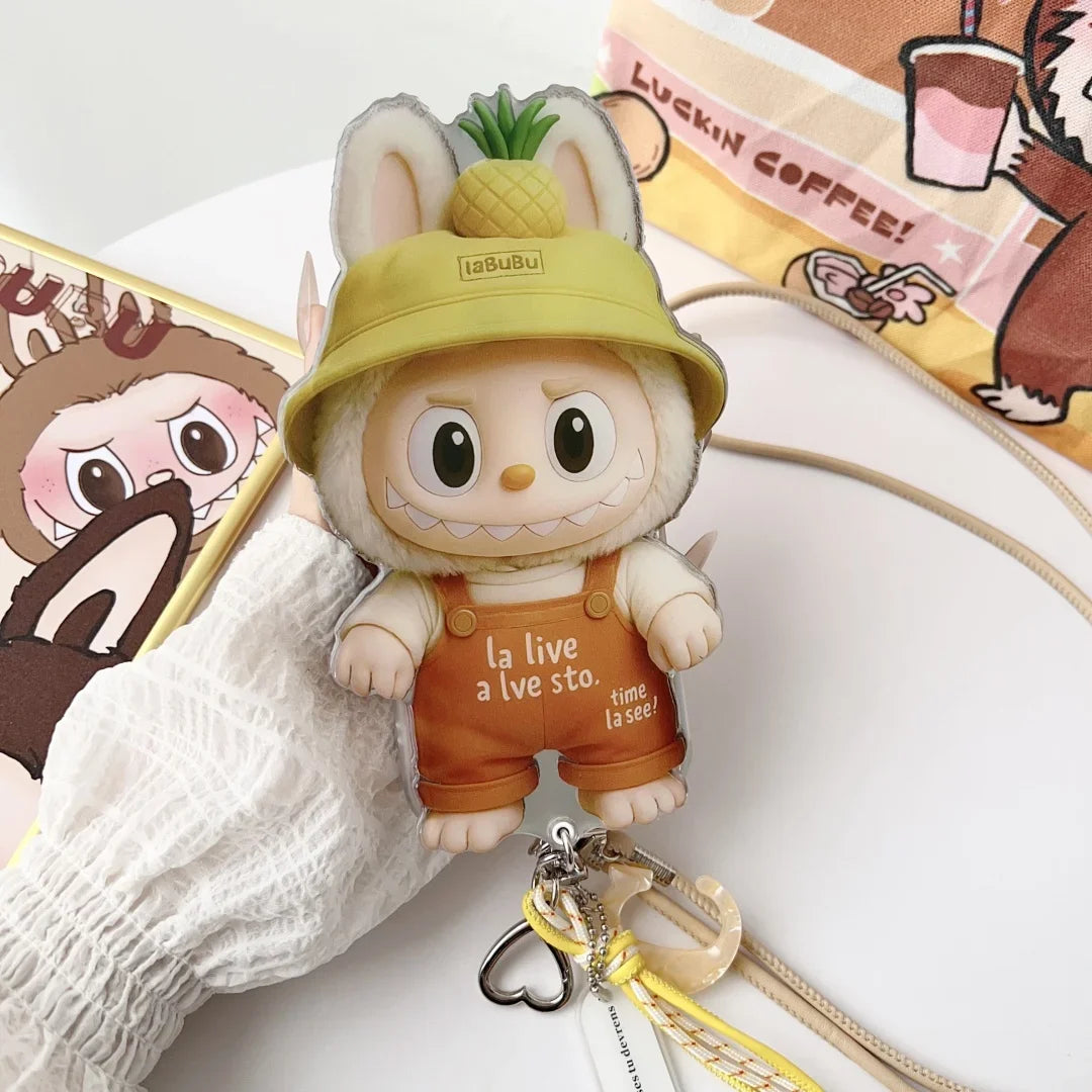 Cute Labubu iPhone Case with Rotating Mirror & Lanyard – Kawaii Protective Cover