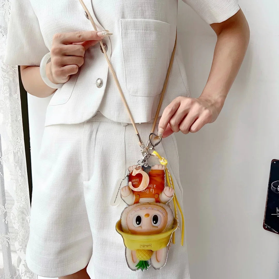 Cute Labubu iPhone Case with Rotating Mirror & Lanyard – Kawaii Protective Cover