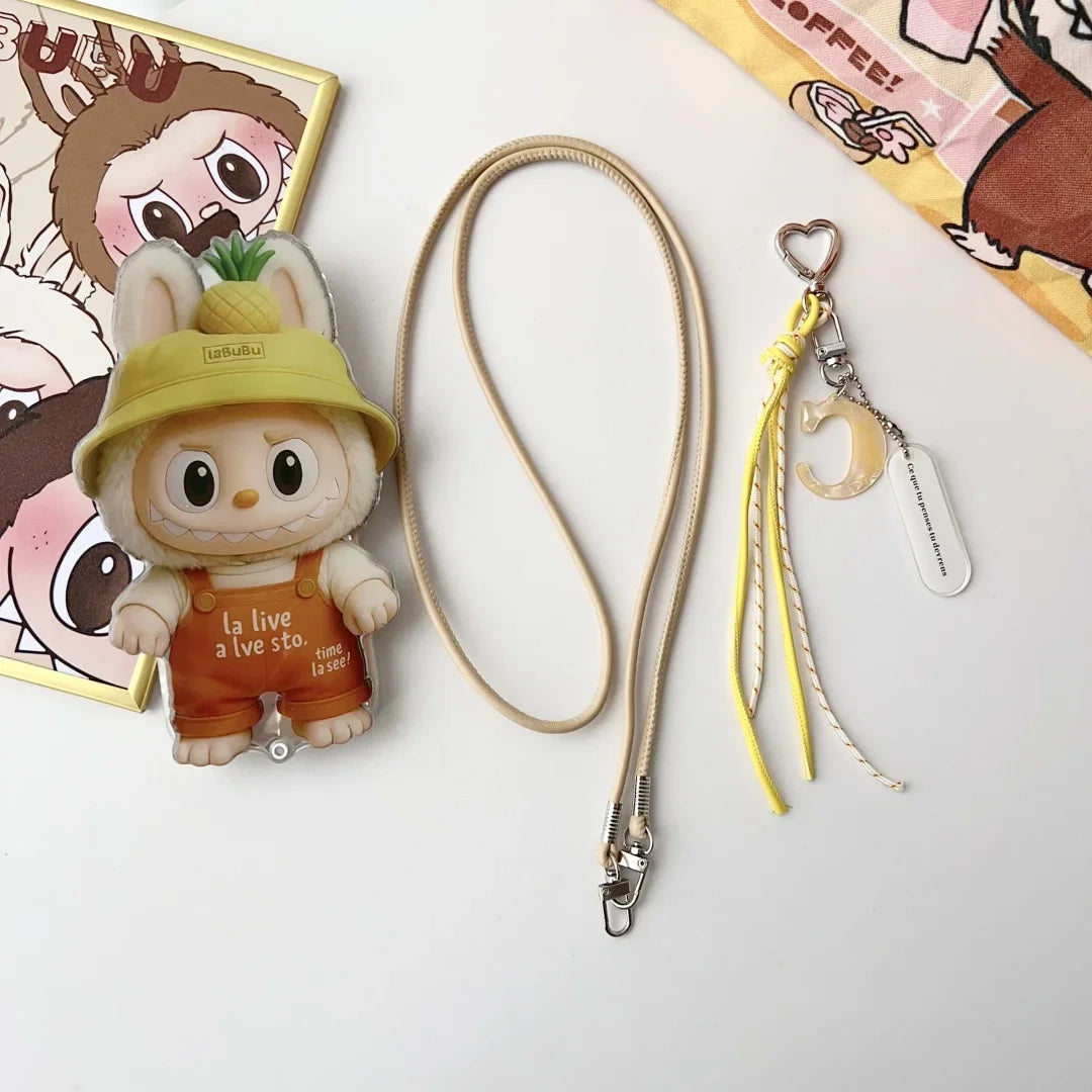 Cute Labubu iPhone Case with Rotating Mirror & Lanyard – Kawaii Protective Cover
