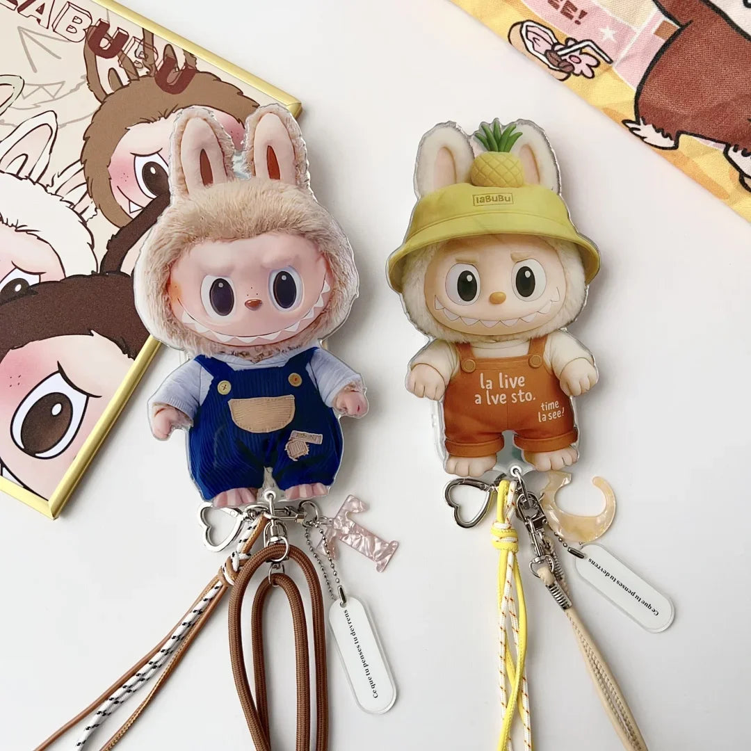 Cute Labubu iPhone Case with Rotating Mirror & Lanyard – Kawaii Protective Cover