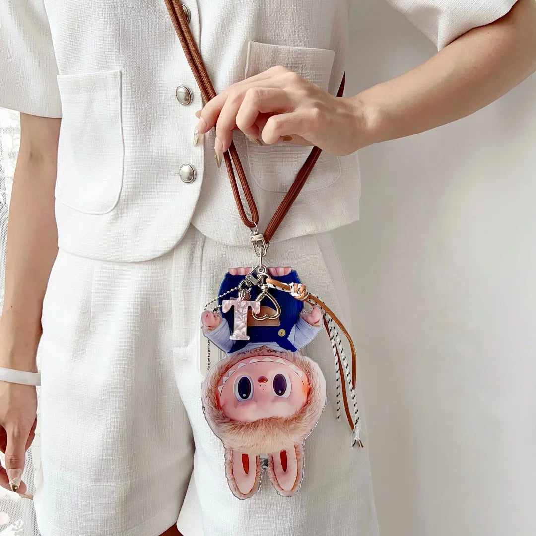 Cute Labubu iPhone Case with Rotating Mirror & Lanyard – Kawaii Protective Cover